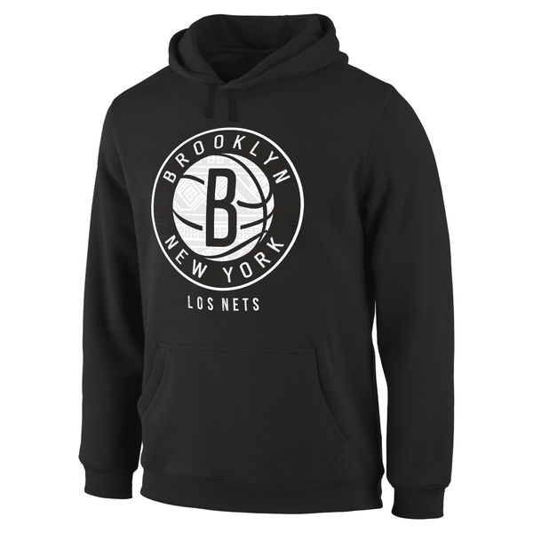  Men Brooklyn Nets Noches Enebea Pullover Hoodie Black-0